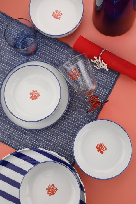 Hermia NNMOD19DUS4880784 Juego para servir tartas 4 Piezas 19 x 19 cm Porcelana Elegante y Sofisticado